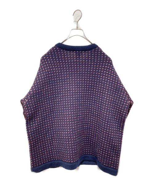 L.L.Bean（エルエルビーン）L.L.Bean (エルエルビーン) バーズアイウールカーディガン ネイビー×レッド サイズ:XLの古着・服飾アイテム