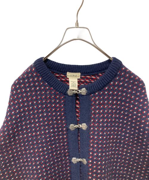 L.L.Bean（エルエルビーン）L.L.Bean (エルエルビーン) バーズアイウールカーディガン ネイビー×レッド サイズ:XLの古着・服飾アイテム