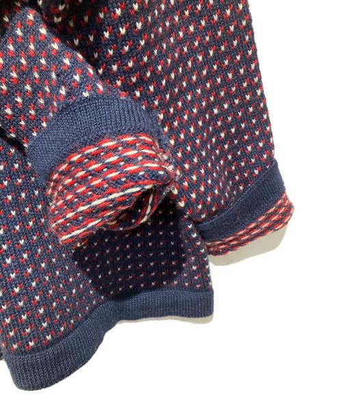 L.L.Bean（エルエルビーン）L.L.Bean (エルエルビーン) バーズアイウールカーディガン ネイビー×レッド サイズ:XLの古着・服飾アイテム