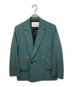 CULLNIクルニ）の古着「Double Satin ZIP Pocket Tailored Jacket」｜グリーン