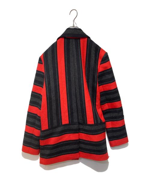 ALEXANDER WANG（アレキサンダー・ワン）ALEXANDER WANG (アレキサンダー・ワン) ストライプダッフルコート ブラック×レッド サイズ:46の古着・服飾アイテム