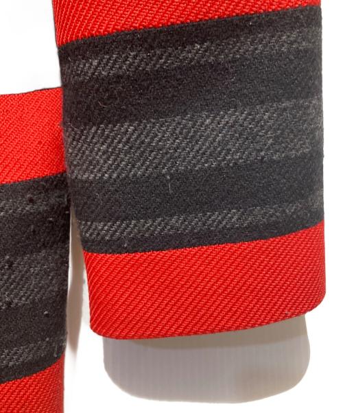 ALEXANDER WANG（アレキサンダー・ワン）ALEXANDER WANG (アレキサンダー・ワン) ストライプダッフルコート ブラック×レッド サイズ:46の古着・服飾アイテム
