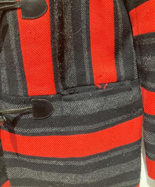 ALEXANDER WANG（アレキサンダー・ワン）ALEXANDER WANG (アレキサンダー・ワン) ストライプダッフルコート ブラック×レッド サイズ:46の古着・服飾アイテム