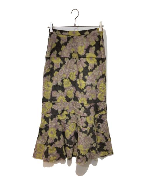 tricot COMME des GARCONS（トリココムデギャルソン）tricot COMME des GARCONS (トリココムデギャルソン) 裁ち切フローラルデザインスカート グリーン サイズ:Mの古着・服飾アイテム