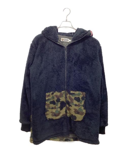 A BATHING APE（アベイシングエイプ）A BATHING APE (アベイシングエイプ) シャークボアフーディー ブラック サイズ:2XLの古着・服飾アイテム