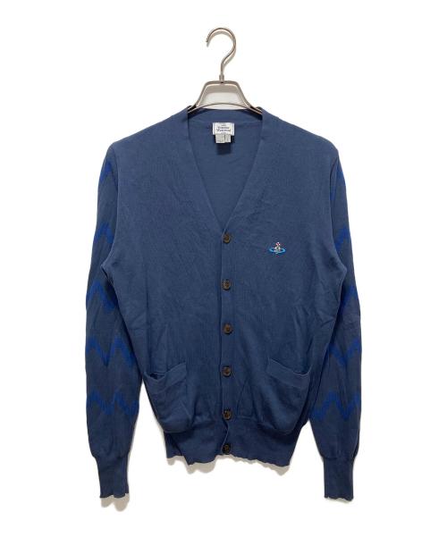 Vivienne Westwood man（ヴィヴィアン ウェストウッド マン）Vivienne Westwood man (ヴィヴィアン ウェストウッド マン) 刺繍オーブロゴカーディガン ブルー サイズ:Lの古着・服飾アイテム