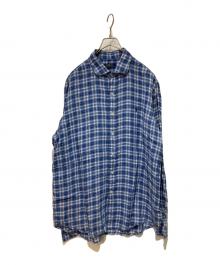 POLO RALPH LAUREN（ポロ・ラルフローレン）の古着「リネンチェックシャツ」｜ブルー