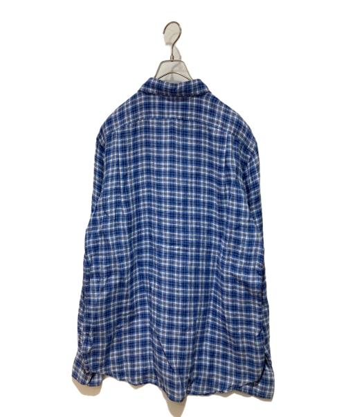 POLO RALPH LAUREN（ポロ・ラルフローレン）POLO RALPH LAUREN (ポロ・ラルフローレン) リネンチェックシャツ ブルー サイズ:Ｌの古着・服飾アイテム