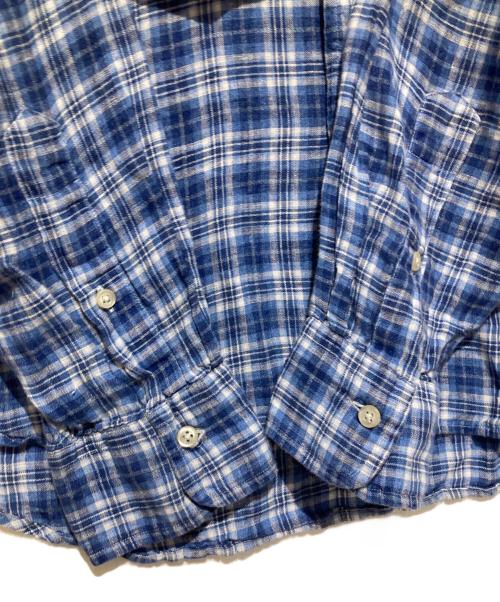 POLO RALPH LAUREN（ポロ・ラルフローレン）POLO RALPH LAUREN (ポロ・ラルフローレン) リネンチェックシャツ ブルー サイズ:Ｌの古着・服飾アイテム