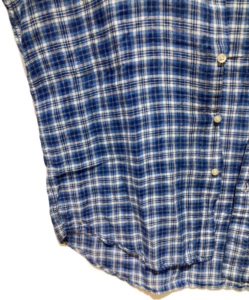 POLO RALPH LAUREN（ポロ・ラルフローレン）POLO RALPH LAUREN (ポロ・ラルフローレン) リネンチェックシャツ ブルー サイズ:Ｌの古着・服飾アイテム