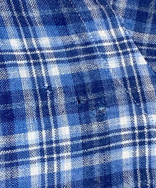 POLO RALPH LAUREN（ポロ・ラルフローレン）POLO RALPH LAUREN (ポロ・ラルフローレン) リネンチェックシャツ ブルー サイズ:Ｌの古着・服飾アイテム