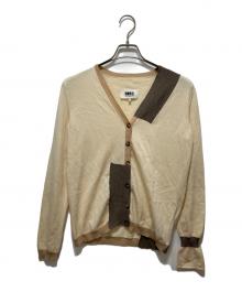 MM6 Maison Margiela（エムエムシックスメゾンマルジェラ）の古着「バイカラーリブニットカーディガン」｜ベージュ