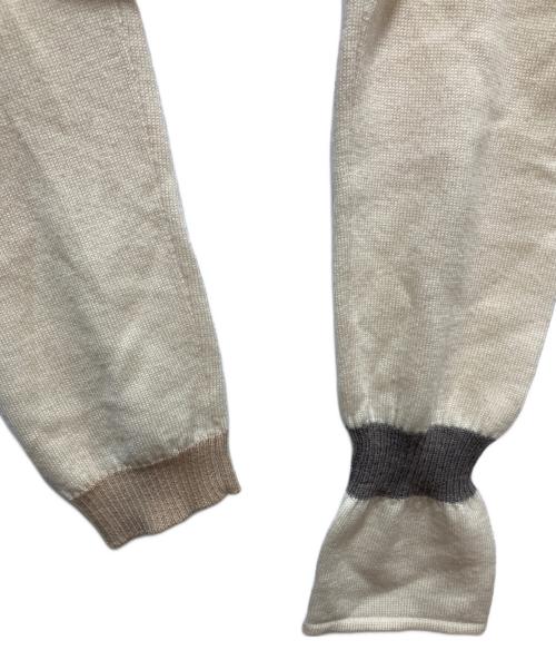 MM6 Maison Margiela（エムエムシックスメゾンマルジェラ）MM6 Maison Margiela (エムエムシックスメゾンマルジェラ) バイカラーリブニットカーディガン ベージュ サイズ:Sの古着・服飾アイテム