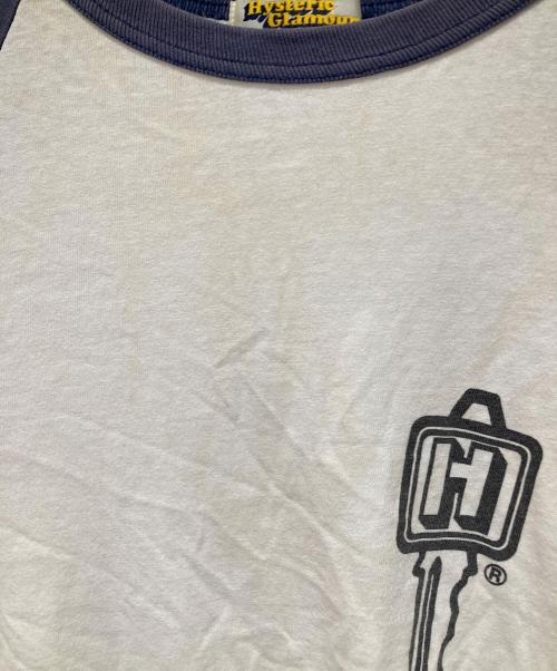 Hysteric Glamour（ヒステリックグラマー）Hysteric Glamour (ヒステリックグラマー) ラグランTシャツ ホワイト×ネイビー サイズ:不明の古着・服飾アイテム