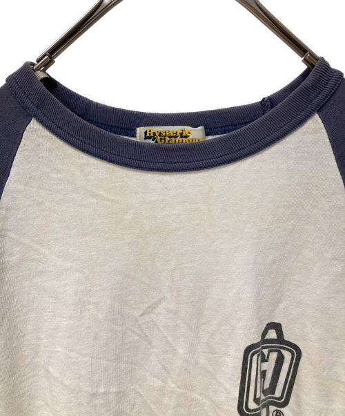Hysteric Glamour（ヒステリックグラマー）Hysteric Glamour (ヒステリックグラマー) ラグランTシャツ ホワイト×ネイビー サイズ:不明の古着・服飾アイテム