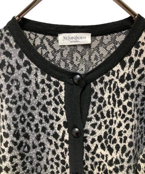 Yves Saint Laurent（イヴサンローラン）Yves Saint Laurent (イヴサンローラン) レオパードカーディガン ブラック サイズ:Sの古着・服飾アイテム