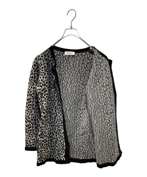 Yves Saint Laurent（イヴサンローラン）Yves Saint Laurent (イヴサンローラン) レオパードカーディガン ブラック サイズ:Sの古着・服飾アイテム