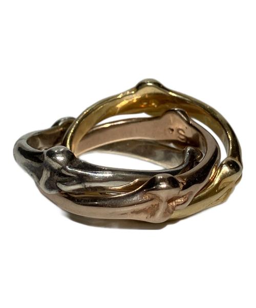 TAKAHIROMIYASHITA TheSoloIst.（タカヒロミヤシタ ザソロイスト）TAKAHIROMIYASHITA TheSoloIst. (タカヒロミヤシタ ザソロイスト) bone shaped trinity ring シルバー×ゴールド サイズ:14号の古着・服飾アイテム