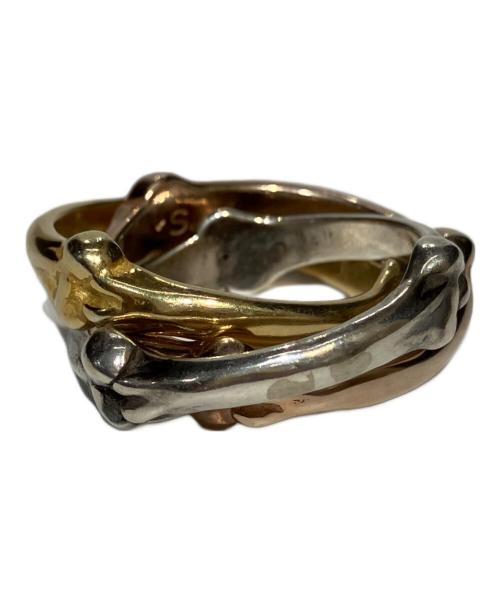 TAKAHIROMIYASHITA TheSoloIst.（タカヒロミヤシタ ザソロイスト）TAKAHIROMIYASHITA TheSoloIst. (タカヒロミヤシタ ザソロイスト) bone shaped trinity ring シルバー×ゴールド サイズ:14号の古着・服飾アイテム