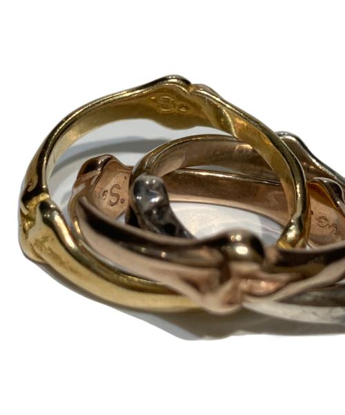 TAKAHIROMIYASHITA TheSoloIst.（タカヒロミヤシタ ザソロイスト）TAKAHIROMIYASHITA TheSoloIst. (タカヒロミヤシタ ザソロイスト) bone shaped trinity ring シルバー×ゴールド サイズ:14号の古着・服飾アイテム