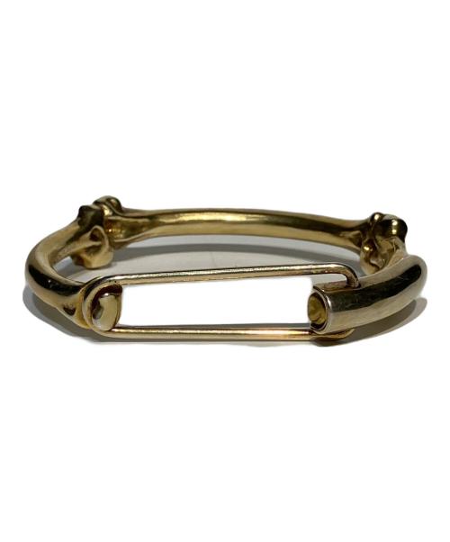TAKAHIROMIYASHITA TheSoloIst.（タカヒロミヤシタ ザソロイスト）TAKAHIROMIYASHITA TheSoloIst. (タカヒロミヤシタ ザソロイスト) END (エンド) bone shaped clip cuff ゴールド サイズ:Mの古着・服飾アイテム