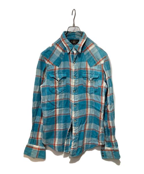 RRL（ダブルアールエル）RRL (ダブルアールエル) チェックウエスタンネル スカイブルー サイズ:Sの古着・服飾アイテム