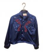 ORIMIオリミ）の古着「HIPSTAR SATIN SHIRT」｜ネイビー