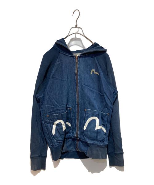 Evisu Jeans（エヴィスジーンズ）Evisu Jeans (エヴィスジーンズ) デニム切替ジップパーカー ネイビー サイズ:不明の古着・服飾アイテム