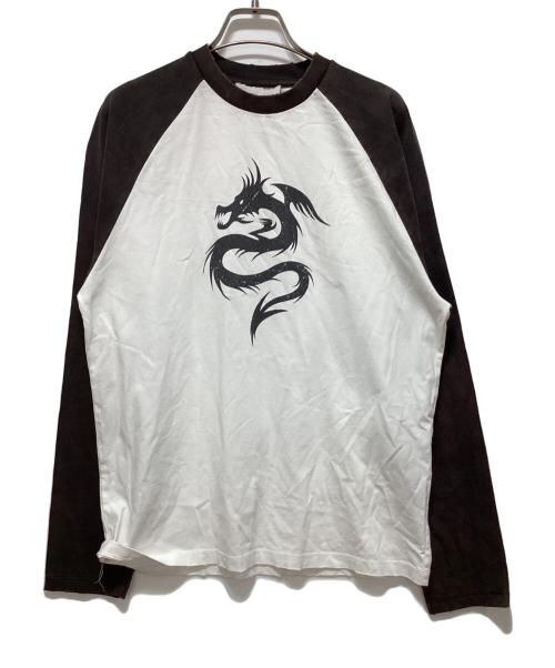 coperni（コペルニ）coperni (コペルニ) ラグランプリントTシャツ ホワイト×ブラウン サイズ:Mの古着・服飾アイテム