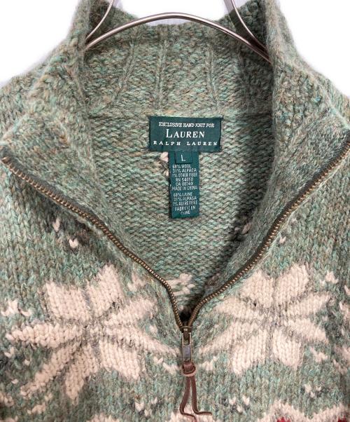 LAUREN RALPH LAUREN（ローレン ラルフ ローレン）LAUREN RALPH LAUREN (ローレン ラルフ ローレン) アルパカ混ハンドニット グリーン サイズ:Mの古着・服飾アイテム
