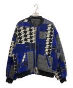 DANKE SCHONダンケ シェーン）の古着「ウール総柄スタジャン」｜グレー×ネイビー