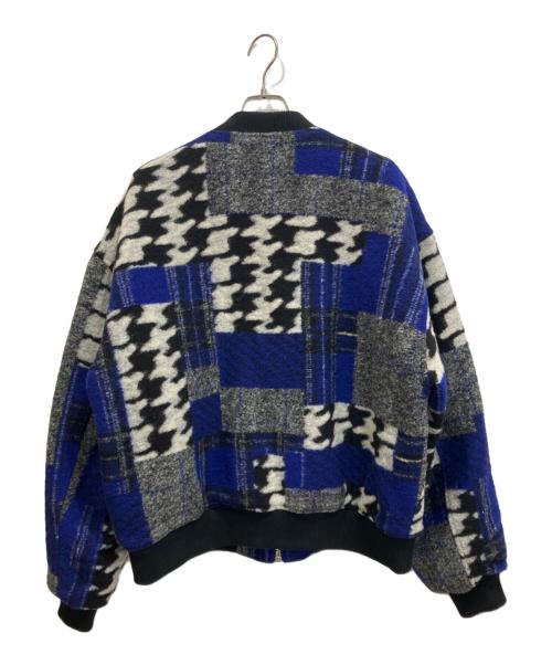 DANKE SCHON（ダンケ シェーン）Danke schon (ダンケ シェーン) ウール総柄スタジャン グレー×ネイビー サイズ:Freeの古着・服飾アイテム