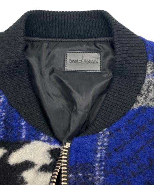 DANKE SCHON（ダンケ シェーン）Danke schon (ダンケ シェーン) ウール総柄スタジャン グレー×ネイビー サイズ:Freeの古着・服飾アイテム