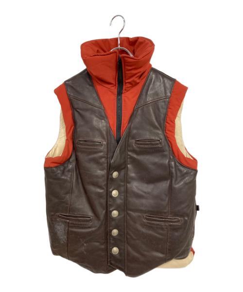 REMINGTON WEST（レミントン ウエスト）REMINGTON WEST (レミントン ウエスト) レザー切替ダウンベスト ブラウン サイズ:38の古着・服飾アイテム