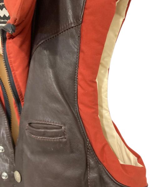 REMINGTON WEST（レミントン ウエスト）REMINGTON WEST (レミントン ウエスト) レザー切替ダウンベスト ブラウン サイズ:38の古着・服飾アイテム