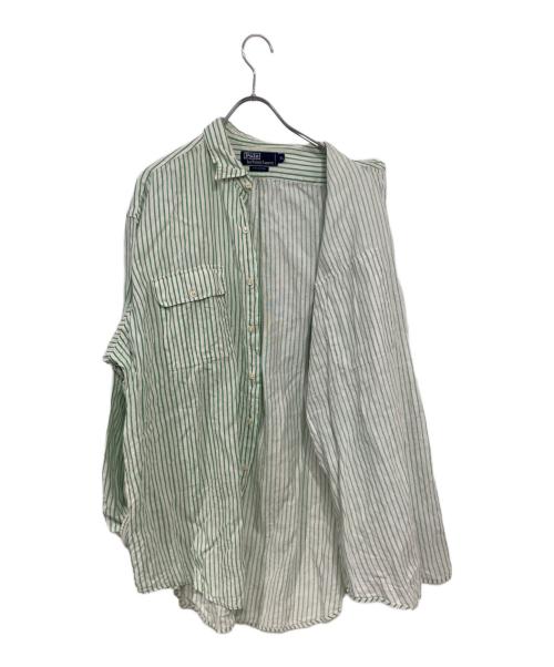 POLO RALPH LAUREN（ポロ・ラルフローレン）POLO RALPH LAUREN (ポロ・ラルフローレン) ストライプリネンシャツ グリーン サイズ:XLの古着・服飾アイテム