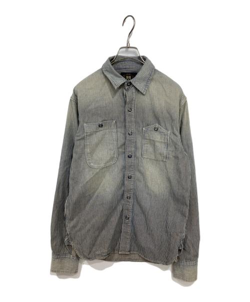 RRL（ダブルアールエル）RRL (ダブルアールエル) Striped Twill Workshirt / Striped Chambray Workshirt ネイビー サイズ:Sの古着・服飾アイテム