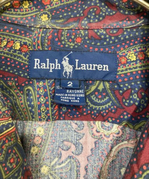 RALPH LAUREN（ラルフローレン）RALPH LAUREN (ラルフローレン) ペイズリー柄オープンカラーシャツ レッド×ネイビー サイズ:SIZE2の古着・服飾アイテム