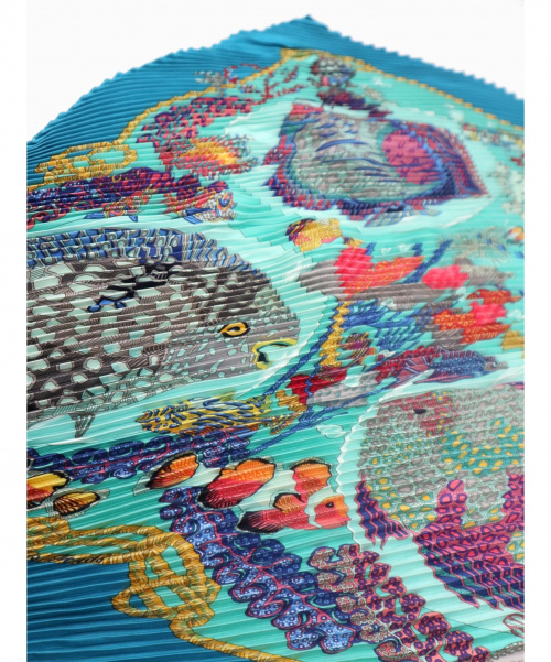 HERMES（エルメス）HERMES (エルメス) プリーツスカーフ ブルー×グリーンの古着・服飾アイテム