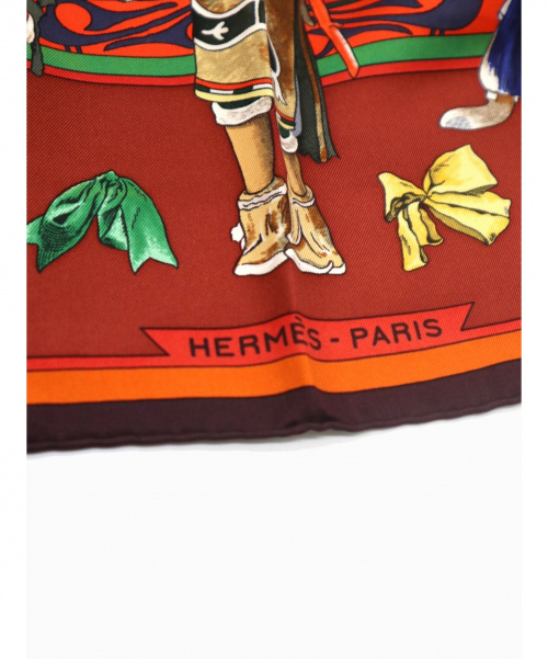 HERMES（エルメス）HERMES (エルメス) シルクスカーフ ブラウン×オレンジの古着・服飾アイテム