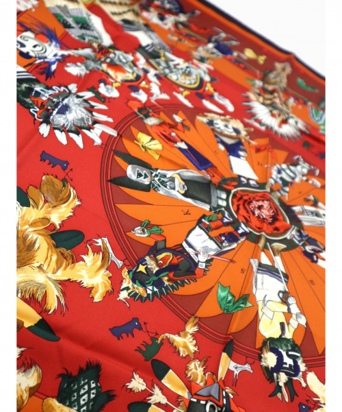 HERMES（エルメス）HERMES (エルメス) シルクスカーフ ブラウン×オレンジの古着・服飾アイテム