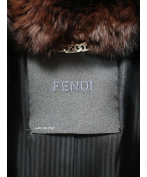 FENDI（フェンディ）FENDI (フェンディ) アルパカ×ファーコート ブラウン サイズ:40の古着・服飾アイテム