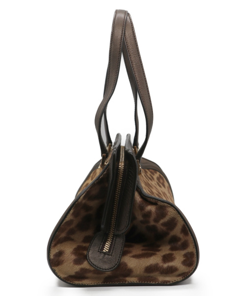 Salvatore Ferragamo（サルヴァトーレ フェラガモ）Salvatore Ferragamo (サルヴァトーレフェラガモ) レオパードハラコハンドバッグ ベージュ×ブラウンの古着・服飾アイテム