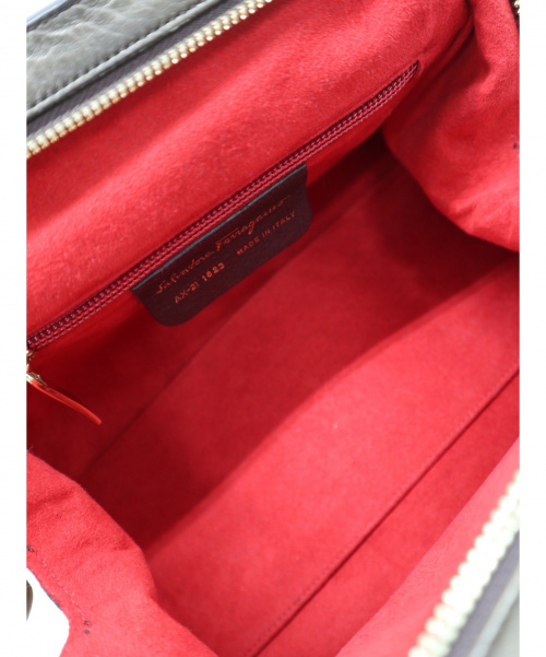 Salvatore Ferragamo（サルヴァトーレ フェラガモ）Salvatore Ferragamo (サルヴァトーレフェラガモ) レオパードハラコハンドバッグ ベージュ×ブラウンの古着・服飾アイテム