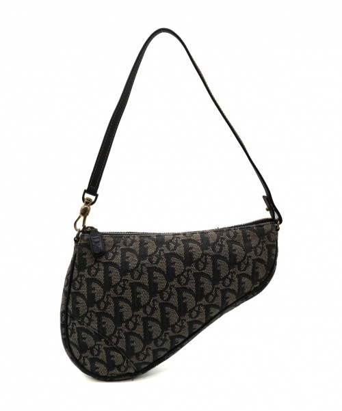 Christian Dior（クリスチャン ディオール）Christian Dior (クリスチャンディオール) トロッター柄サドルポーチ ネイビー×グレー MC0072の古着・服飾アイテム