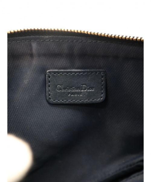 Christian Dior（クリスチャン ディオール）Christian Dior (クリスチャンディオール) トロッター柄サドルポーチ ネイビー×グレー MC0072の古着・服飾アイテム