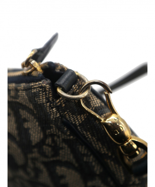 Christian Dior（クリスチャン ディオール）Christian Dior (クリスチャンディオール) トロッター柄サドルポーチ ネイビー×グレー MC0072の古着・服飾アイテム
