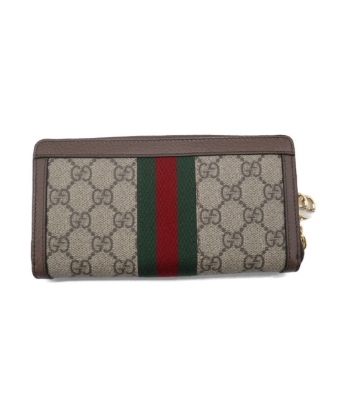 GUCCI（グッチ）GUCCI (グッチ) オフィディアGGジップアラウンドウォレット ベージュ×グリーン×レッドの古着・服飾アイテム