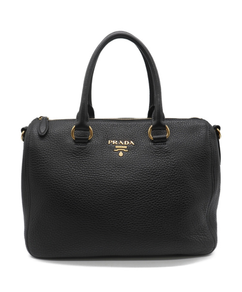PRADA（プラダ）PRADA (プラダ) VITELLO PHENIX レザーハンドバッグ ブラックの古着・服飾アイテム