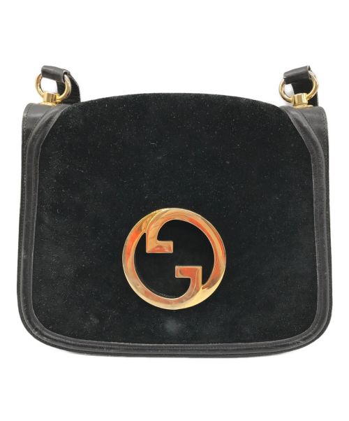 GUCCI（グッチ）GUCCI (グッチ) インターロッキングスウェードショルダーバッグ　ヴィンテージ　オールド　ハンドバッグ　ブラック ブラック サイズ:下記参照の古着・服飾アイテム